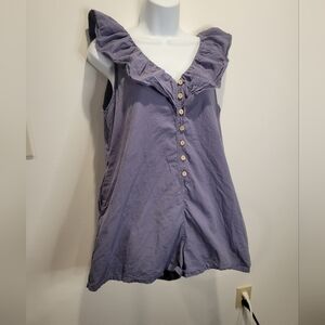Miou muse size m blue gray romper w/ruffles